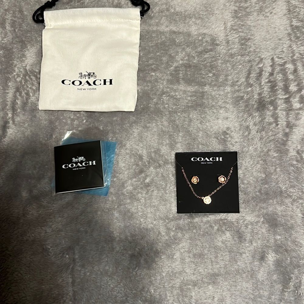 Coach Rose Gold Earrings and Necklace set